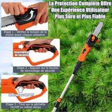 Load image into Gallery viewer, lagueuse Tlescopique sur Perche sans Fil 198 -274 cm Coupe Branche avec Batterie 20V et Chargeur Orange -