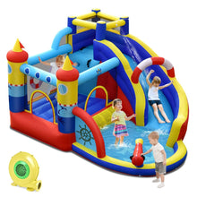 Load image into Gallery viewer, Château Gonflable Style Bateau avec Toboggan Incurvé Zone de Saut Mur d'Escalade avec Gonfleur 450 W -