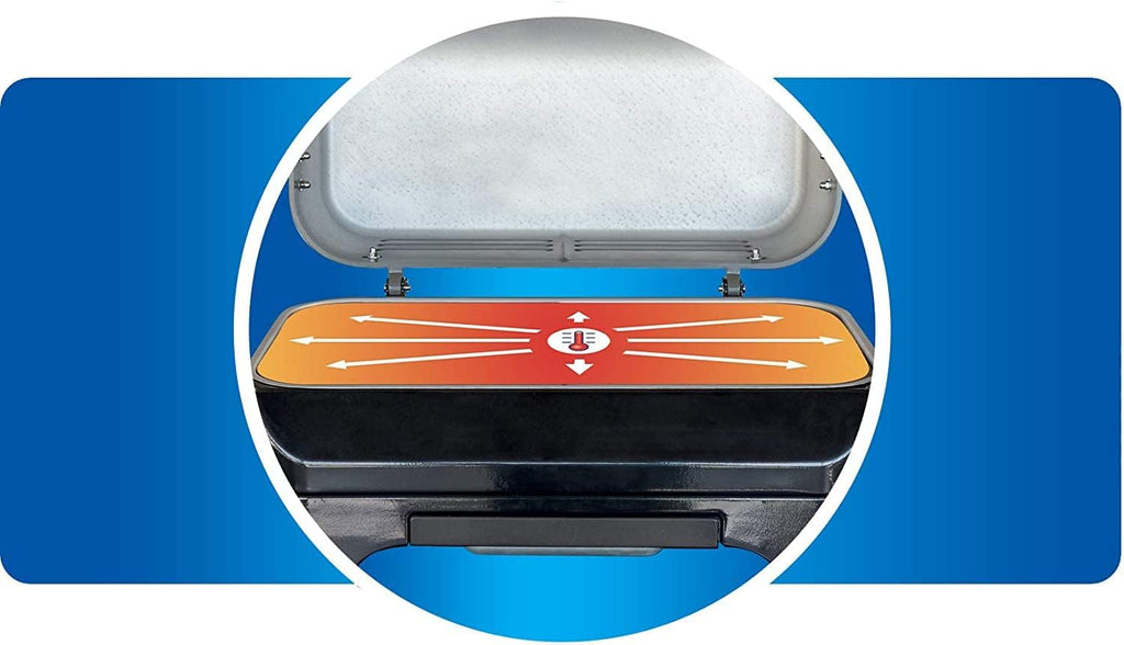 Attitude2go,Barbecue de Table à Faible fumée,BBQ Portable,à Couvercle,thermomètre,et Grille en Fonte,Alimentation : Cartouche de gaz CV 470 Plus,Gris