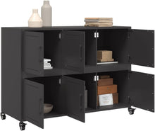 Load image into Gallery viewer, vidaXL Buffet, Armoire avec Porte, Placard avec Rangement, Organisateur de Salle de Séjour Salon Maison Intérieur, Noir 100,5x39x72 cm Acier