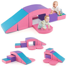 Load image into Gallery viewer, 6 Blocs d’Escalade en Mousse Jeu d’Escalade pour Tout-Petits Jeu d’Activité d’Escalade Coloré Tunnel Escaliers et Rampe pour 12+ Mois Coloré/Bleu/Violet -