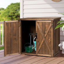 Load image into Gallery viewer, Armoire de Jardin Exterieur en Bois 77,5 x 56 x 72 cm Abri  Outils avec Double Portes Marron -