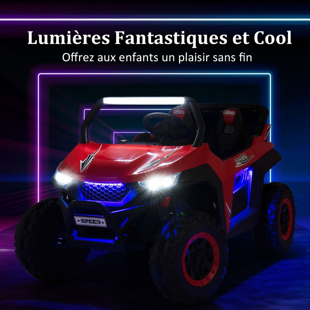 Voiture lectrique Enfant 12 V Tlcommande pour 3-8 Ans 2 Vitesses Ressort de Suspension Charge 59KG 118x74x71CM Noir/Rose/Rouge -