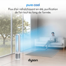 Load image into Gallery viewer, Dyson Pure Cool TP00 – Purificateur ventilateur tour sans pales, 10 vitesses, 434L/s, filtre HEPA 360°, capte 99,95% particules, Blanc/Argent