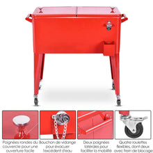 Load image into Gallery viewer, Chariot Isotherme Roulant de 76L Rfrigrant avec Roulettes Universelles Ouvre-bouteille Desserte Jardin pour Conserver Glace et Boissons -