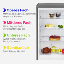 Load image into Gallery viewer, Bomann Réfrigérateur 133L inox VS2195-1-inox, Capacité nette : 133 litres, Éclairage intérieur à DEL, Contrôle de la température en continu, 3 clayettes en verre