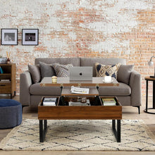 Load image into Gallery viewer, VOWNER Table Basse Relevable, Table de Salon Multifonctionnelle 3 en 1 avec Rangement Caché, Table Basse Convertible Manger de Salon, Couleur Noyer