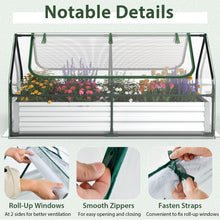 Load image into Gallery viewer, 6FT x 3FT x 3FT Galvanized Bottomless Raised Garden Bed with Greenhouse, Dual 2-Tier Roll-Up Windows, Easy Venting &amp; Watering