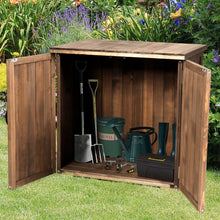 Load image into Gallery viewer, Armoire de Jardin Exterieur en Bois 77,5 x 56 x 72 cm Abri  Outils avec Double Portes Marron -