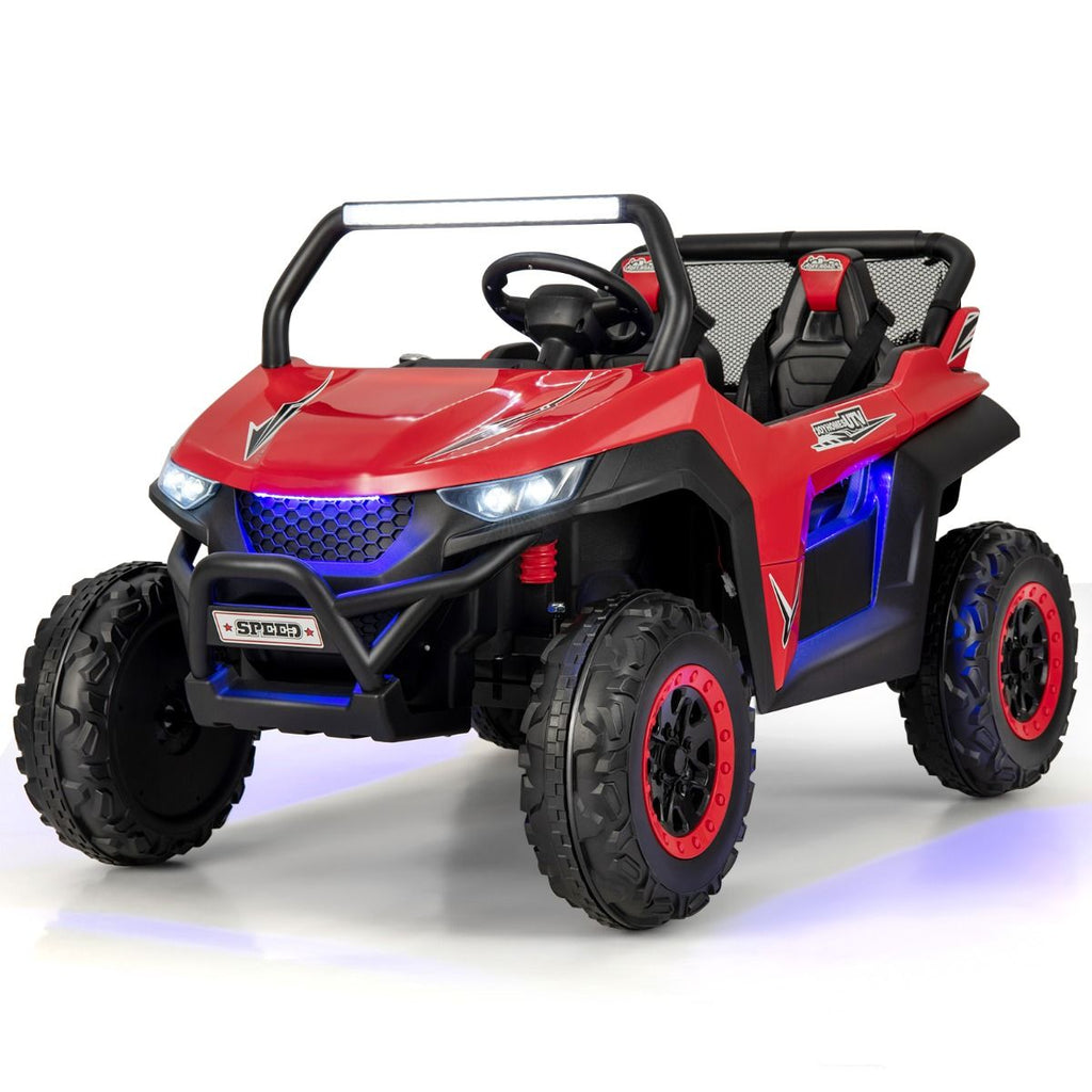 Voiture électrique Enfant 12 V Télécommande pour 3-8 Ans 2 Vitesses Ressort de Suspension Charge 59KG 118x74x71CM Noir/Rose/Rouge -