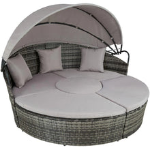 Load image into Gallery viewer, Bain de soleil transat meuble jardin rond modulable gris 2208062