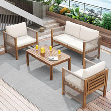 Load image into Gallery viewer, Salon de Jardin,Salon de Jardin 4 Personnes,avec canapé,Table Basse et Coussins,Housse en Tissu déhoussable et Lavable,Noir (Coussins d'assise Inclus)