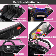 Load image into Gallery viewer, Voiture lectrique Enfant 12 V Tlcommande pour 3-8 Ans 2 Vitesses Ressort de Suspension Charge 59KG 118x74x71CM Noir/Rose/Rouge -