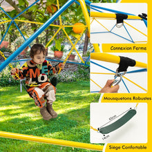 Load image into Gallery viewer, Dôme d'Escalade de 305cm avec Balançoire Cage d'Escalade en Métal Charge Max 363 kg Intérieur Extérieur pour Enfants de 3-10 Ans Jaune/Rouge -