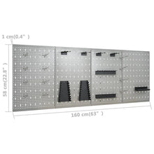 Load image into Gallery viewer, Etabli avec 4 panneaux muraux table de travail poste de travail stockage rangement d'outils 160 cm garage atelier pieds réglables en hauteur 02_0003666 -