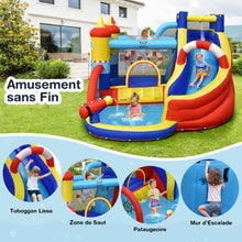 Load image into Gallery viewer, Château Gonflable Style Bateau avec Toboggan Incurvé Zone de Saut Mur d'Escalade avec Gonfleur 450 W -