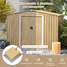 Load image into Gallery viewer, Abri de Rangement 259cm x196cm avec Base de Fondation Maison à Outils en Métal Galvanisé avec 4 Aérations Imperméable et Coupe-vent Naturel -