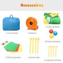 Load image into Gallery viewer, Château Gonflable avec Souffleur pour Enfants de 3 à 10 Ans avec Plusieurs Types de Jeu Différents 330 x 300 x 210 cm -