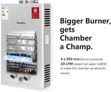 Load image into Gallery viewer, 20LPM Chauffe-eau Gaz, 40KW Chauffe-eau Instantané GPL avec Pression d'Eau Requise Très Faible de 0,1 Bar pour la Douche et à la Demande, Fonctionne au Butane et Propane