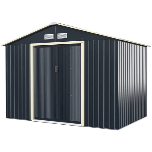 Abri de jardin en métal 5,29 277 x 191 x 202 cm avec 2 portes coulissantes verrouillables 4 trous d’aération pour vélo gris 20_0007629 -