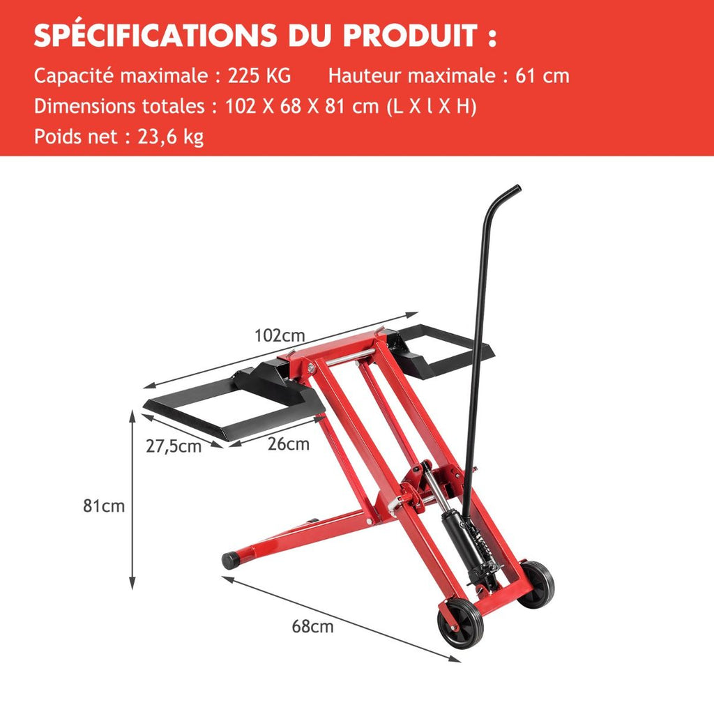 Cric de Levage pour Tondeuse  Gazon pour Tracteurs et Tondeuses  Gazon Autoportes  Rayon de Braquage Nul Capacit de 227 Kg -