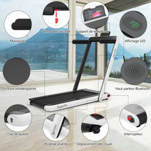 Load image into Gallery viewer, 2 en 1 Tapis de Course Electrique Pliable 1  12 Km/H avec Haut-parleur Bluetooth Tlcommande Moteur 0,75HP Vert/Blanc/Noir/Rouge/Or/Noir et Argent/Bleu -