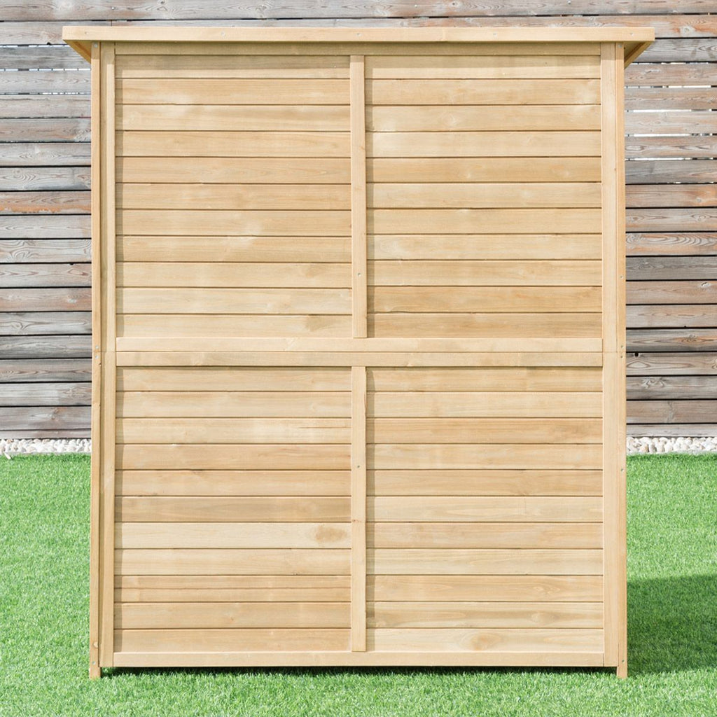 Abri de Jardin en Bois Cabane de Jardin Extérieur Double Portes avec Loquet Toit Incliné en Asphalte Cabanon Jardin Extérieur 140 x 50 x 162 cm Naturel -