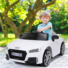 Load image into Gallery viewer, Voiture TTRS Electrique pour Enfants 12V Max. 5 Km/h Double Porte avec Télécommande 2.4G Blanc/Rouge -