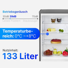 Load image into Gallery viewer, Bomann Réfrigérateur 133L inox VS2195-1-inox, Capacité nette : 133 litres, Éclairage intérieur à DEL, Contrôle de la température en continu, 3 clayettes en verre