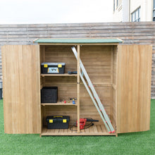 Load image into Gallery viewer, Abri de Jardin en Bois Cabane de Jardin Extrieur Double Portes avec Loquet Toit Inclin en Asphalte Cabanon Jardin Extrieur 140 x 50 x 162 cm Naturel -