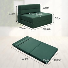 Load image into Gallery viewer, ANONER Canapé de Sol Convertible Canapé Convertible 1 Place, Canape Lit 1 Place en Mousse à Mémoire de Forme &amp; Oreiller, Matelas Pliant Sofa pour Chambre Salon, Vert Foncé