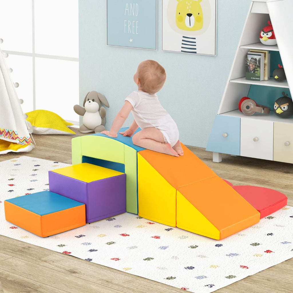 6 Blocs d橢scalade en Mousse Jeu d橢scalade pour Tout-Petits Jeu d橝ctivit d橢scalade Color Tunnel Escaliers et Rampe pour 12+ Mois Color/Bleu/Violet -