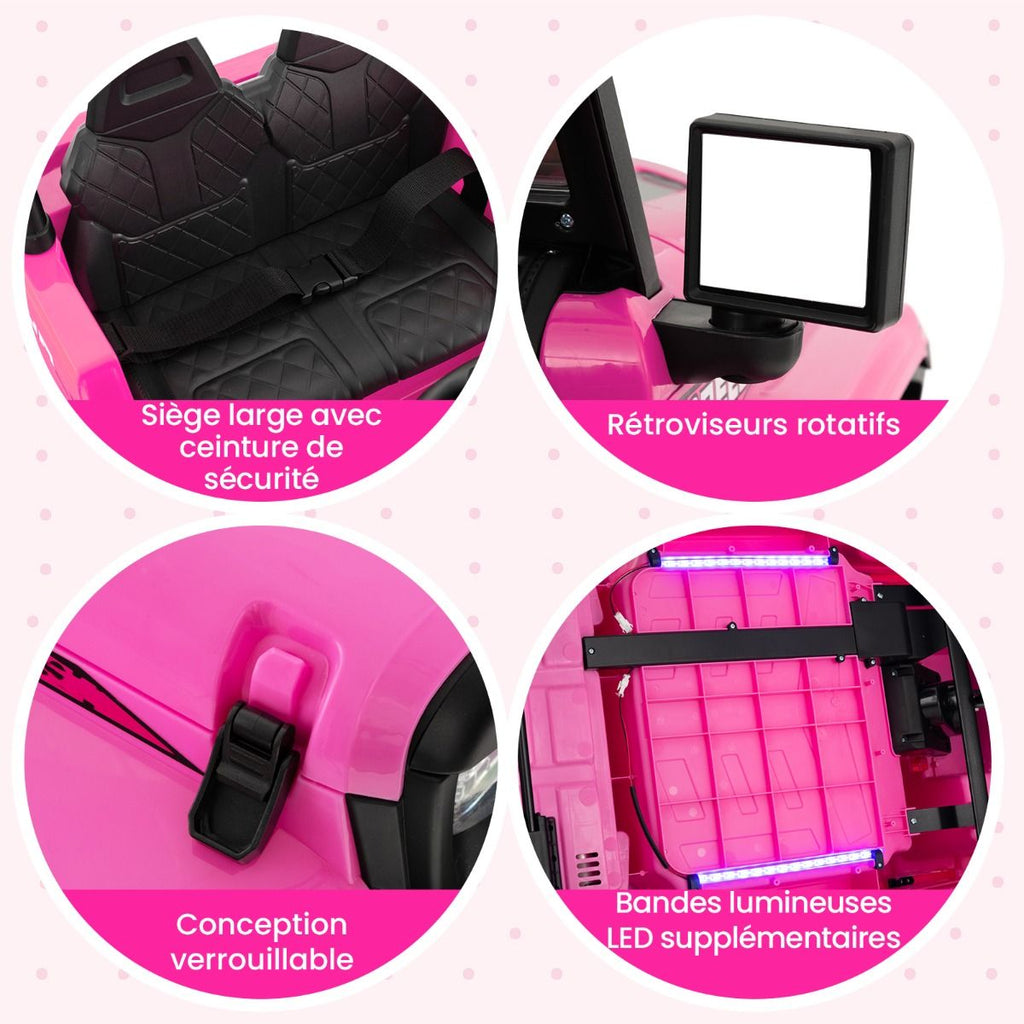 24V Voiture lectrique 2 Places Enfants avec Tlcommande 2,4G Musique LED Dmarrage Lent 2 Vitesses Charge 35kg pour 3-8 Ans+ Rouge/Rose/Vert -