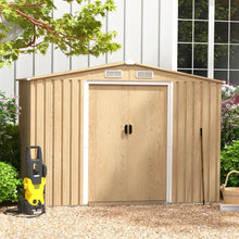 Load image into Gallery viewer, Abri de Rangement 259cm x196cm avec Base de Fondation Maison à Outils en Métal Galvanisé avec 4 Aérations Imperméable et Coupe-vent Naturel -