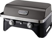 Load image into Gallery viewer, Attitude2go,Barbecue de Table  Faible fume,BBQ Portable, Couvercle,thermomtre,et Grille en Fonte,Alimentation : Cartouche de gaz CV 470 Plus,Gris