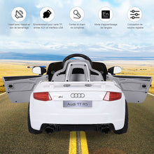 Load image into Gallery viewer, Voiture TTRS Electrique pour Enfants 12V Max. 5 Km/h Double Porte avec Télécommande 2.4G Blanc/Rouge -