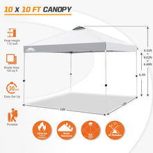 Load image into Gallery viewer, EAGLE PEAK Pop-up tonnelle de Jardin Pliable 3x3m, Tente Pliante avec Pieds Droits Hauteur réglable auvent pour Camping Plage Festival avec Sac à roulettes (Blanc)