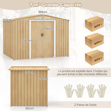 Load image into Gallery viewer, Abri de Rangement 259cm x196cm avec Base de Fondation Maison à Outils en Métal Galvanisé avec 4 Aérations Imperméable et Coupe-vent Naturel -