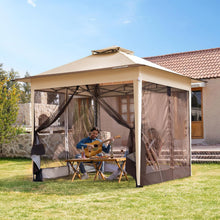 Load image into Gallery viewer, VIVOHOME Tente Écran Tonnelle Pliante Portable résistant à l'eau Barnum Pavillon de Jardin avec Moustiquaire 2 Portes à Fermeture Éclair et Sac Roulant (Beige &amp; Marron, 3x3 m)