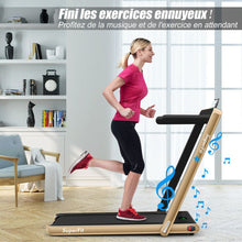 Load image into Gallery viewer, 2 en 1 Tapis de Course Electrique Pliable 1  12 Km/H avec Haut-parleur Bluetooth Tlcommande Moteur 0,75HP Vert/Blanc/Noir/Rouge/Or/Noir et Argent/Bleu -