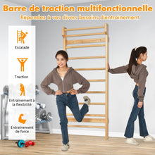 Load image into Gallery viewer, Espalier Mural Espalier de Gymnastique Capacité 150 kg Diamètre Barre 3,3 cm en Bois de Pin 195x80x14cm Naturel -