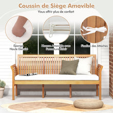 Load image into Gallery viewer, Banc de Terrasse en Bois 3 Places Banc en Acacia de 159 cm de Long avec Coussins d'Assise Doux Dossier et Accoudoirs Ergonomiques Blanc -