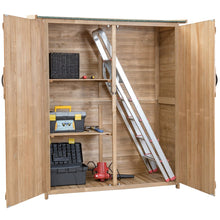 Load image into Gallery viewer, Abri de Jardin en Bois Cabane de Jardin Extrieur Double Portes avec Loquet Toit Inclin en Asphalte Cabanon Jardin Extrieur 140 x 50 x 162 cm Naturel -