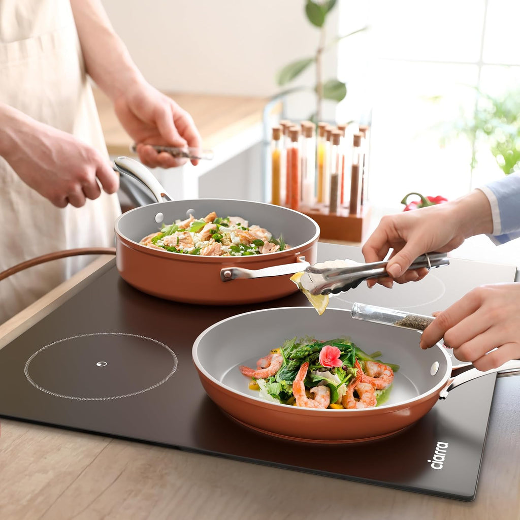 CIARRA Plaque à Induction 4 Feux 6000W - Commande Tactile - Plaque de Cuisson Encastrable - 9 Niveaux de Puissance- Minuteur - Verrouillage Enfant - CABBIH4-D