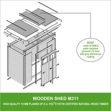 Load image into Gallery viewer, Abri de jardin en bois L204 x l142 x H200 cm / 2,22 m -