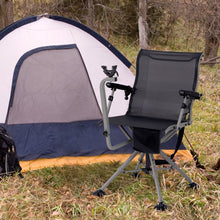Load image into Gallery viewer, Chaise de Chasse Portable Chaise de Tir avec Siège de Pliable Réglables Rotation à 360° Support de Fusil Réglable Charge 150 kg Noir -