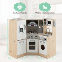 Load image into Gallery viewer, Cuisine Enfants en Bois XXL Angle 105 x 49 x 85 cm ( L x l x H ) Cuisine Complet avec Four Lave Linge 3 An+ -