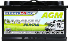 Load image into Gallery viewer, Batterie AGM 12v 100Ah Electronicx Caravan Edition batterie solaire 12v accumulateur 12v batteries solaires alimentation batterie 12v agm caravane batterie camping car batterie gel 12v accumulateur