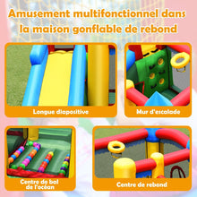 Load image into Gallery viewer, Ch芒teau Gonflable 4 en 1 pour Enfant 3-10 Ans avec Toboggan Aire de Saut Mur d橢scalade Panier de Basketball -
