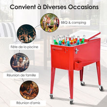 Load image into Gallery viewer, Chariot Isotherme Roulant de 76L Réfrigérant avec Roulettes Universelles Ouvre-bouteille Desserte Jardin pour Conserver Glace et Boissons -
